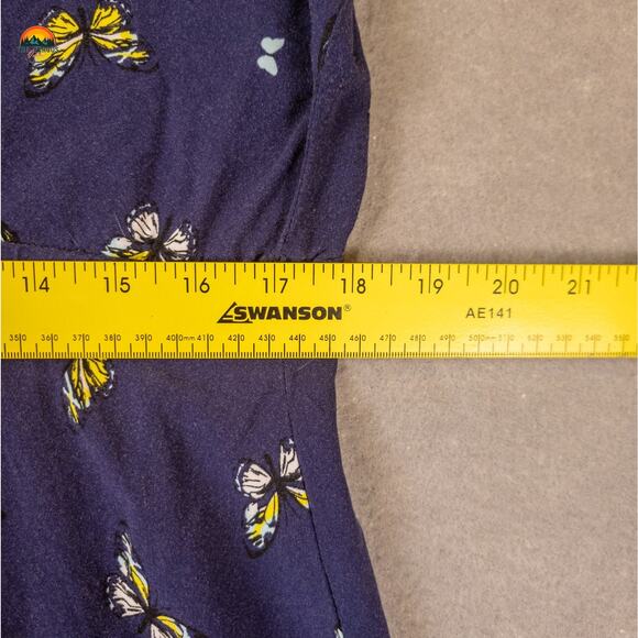 Torrid Fit & Flare Dress Blue Cap Sleeve Butterfly Print Cottage Women's Size 2 - Picture 5 of 11